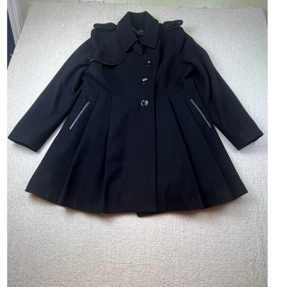 Centigrade Women’s Large Black Wool Blend Peacoat Button Front Classic Coat - Picture 1 of 6